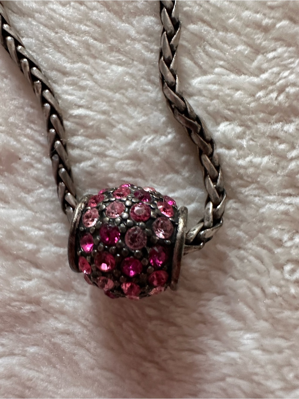 Brighton Pink Crystal Pavé Charm Pendant on Silver Chain